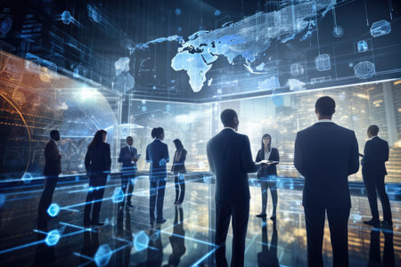 Business people working and discuss with ai global network futuristic by Generative AIの素材