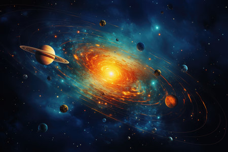 Image showing the solar system and various space objects.by Generative AIの素材