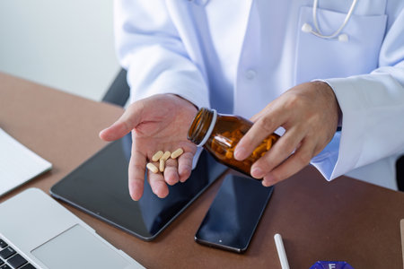 Male Doctor Studying Medicine for Healthcare with Focus on Modern Medical Practices and Patient Care...