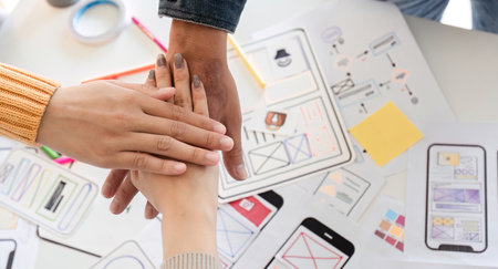 Collaborative UXUI Designer Team Planning and Developing a Modern Digital System with Wireframes and...