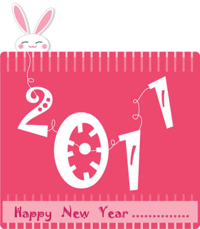 Happy New Year of the Rabbit 2011 with pink backgroundのイラスト素材