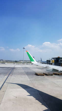 EVA Aircraft at the tarmac of KLIA Airportのeditorial素材