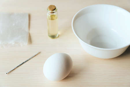 step-by-step recipe for poached eggの写真素材