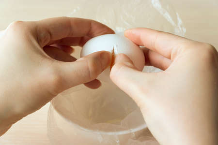 step-by-step recipe for poached eggの写真素材