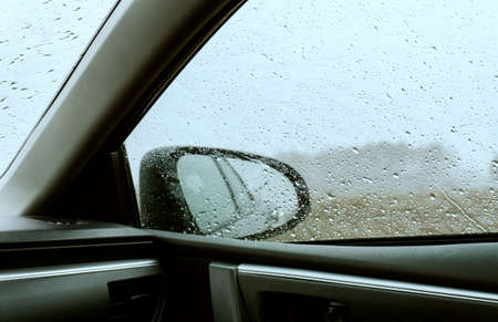 car window in the rain.の写真素材