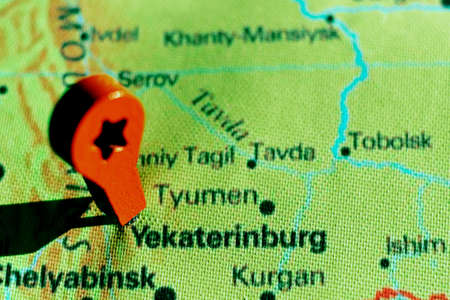 marker on the map near Yekaterinburg