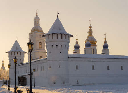 view of the Tobolsk Kremlin on a clear winter dayの写真素材