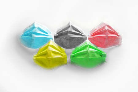 medical masks on a white backgroundの写真素材