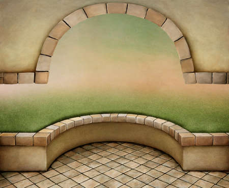 Background with arch and the podiumの写真素材