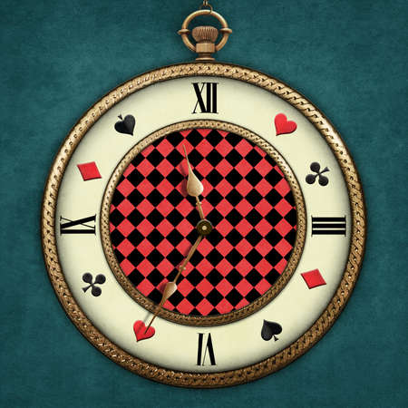 Fantasy illustration with a pocket watch Wonderlandの写真素材