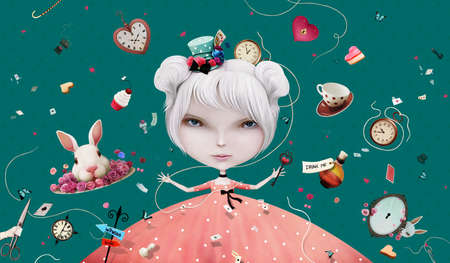 Fabulous bright background with fantasy elements for wall or poster or illustration Wonderlandの写真素材