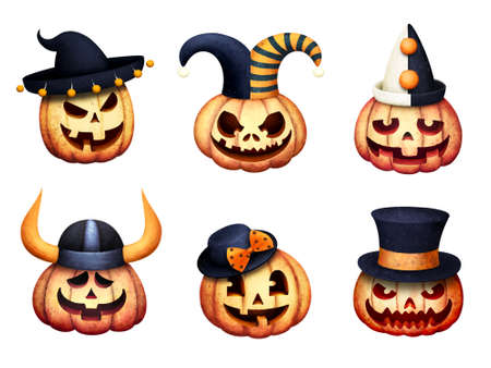 Halloween Collection pumpkin tag isolation for design use for invitation, label, tag, set for party, event, icon, stickerの写真素材