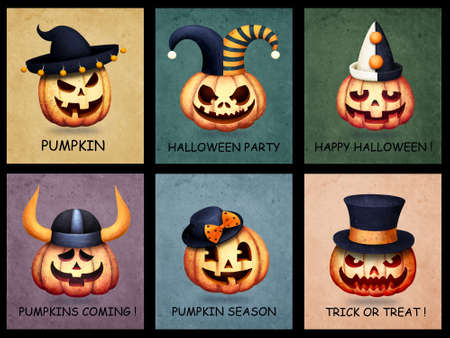 Halloween Collection pumpkin tag isolation for design use for invitation, label, tag, set for party, event, icon, stickerの写真素材