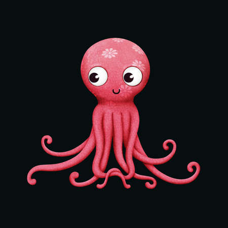 Cartoon octopus girl illustration isolated, cute characterの写真素材
