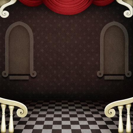 Fantasy texture illustration graphic resource background location inside the castleの写真素材