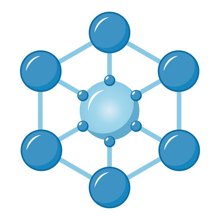 Illustration of blue molecular structure showing atoms connected by bonds in scientific contextのイラスト素材