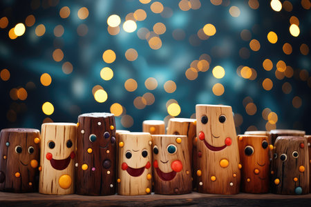 Abstract background for Caga TiÃ³( Spain Andorra), Tio de Nadal (Spain, Catalonia) : A smiling Christmas log that poops gifts when beaten with sticks on Christmas Eve. AI generatedの素材