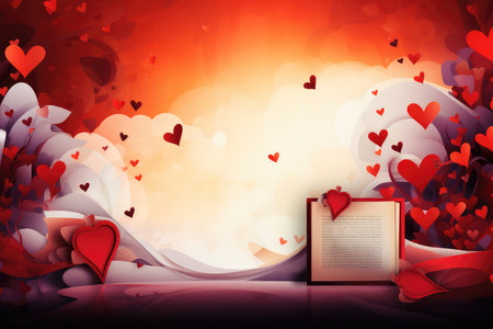 Valentine's day background with hearts and copy space. abstract background for February 21: National Essay Day AI generatedの素材