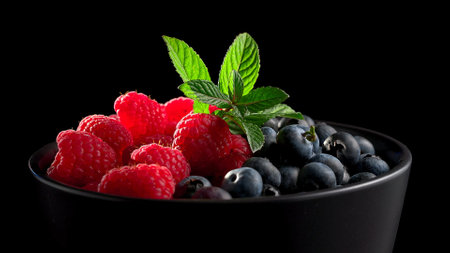 raspberries and blueberries