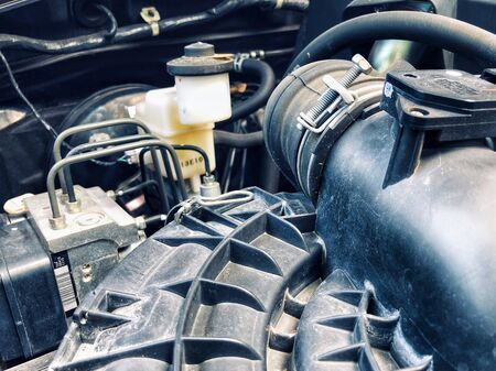 close up car engine, internal automotive maintenance