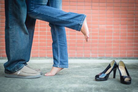 Legs of lovely couple.の写真素材