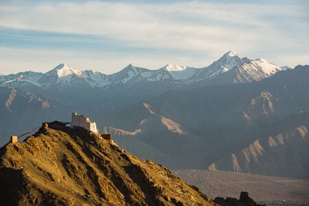 Namgyal Tsemo Monastery with sunset ,Leh Ladakh,Indiaの写真素材
