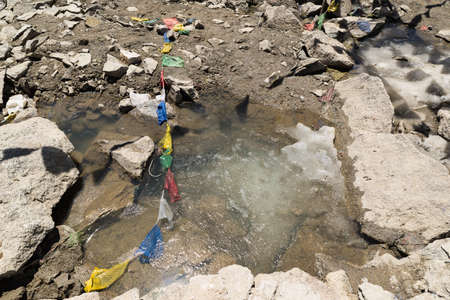 Prayer flag at Khardung La, Ladakh, Jammu and Kashmir,Indiaの写真素材