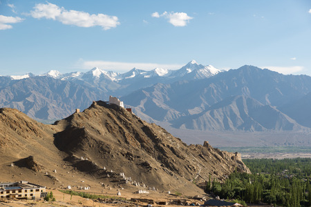 Namgyal Tsemo Monastery with sunset ,Leh Ladakh,Indiaの写真素材