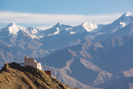 Namgyal Tsemo Monastery with sunset ,Leh Ladakh,Indiaの写真素材