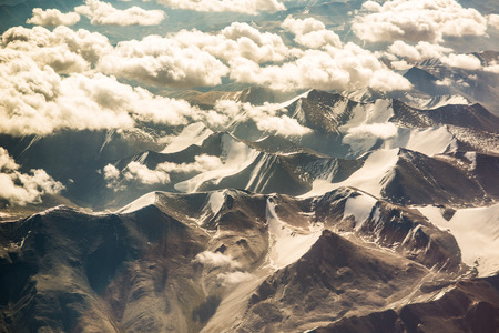 Aerial view of mountain range in Leh, Ladakh, Indiaの写真素材