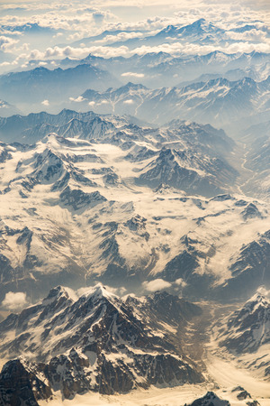 Aerial view of mountain range in Leh, Ladakh, Indiaの写真素材