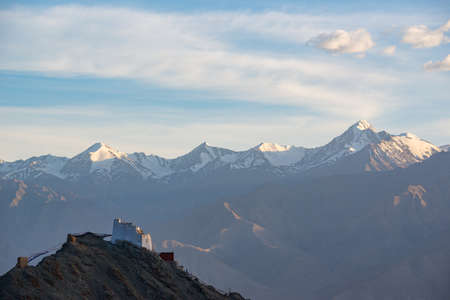 Namgyal Tsemo Monastery with sunset ,Leh Ladakh,Indiaの写真素材