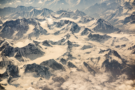 Aerial view of mountain range in Leh, Ladakh, Indiaの写真素材