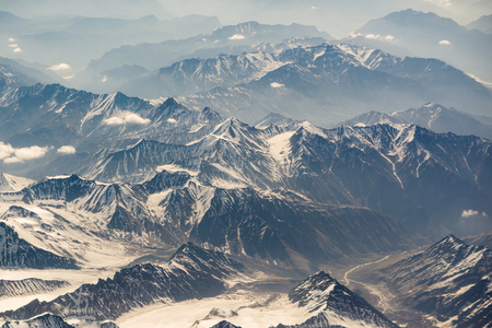 Aerial view of mountain range in Leh, Ladakh, Indiaの写真素材