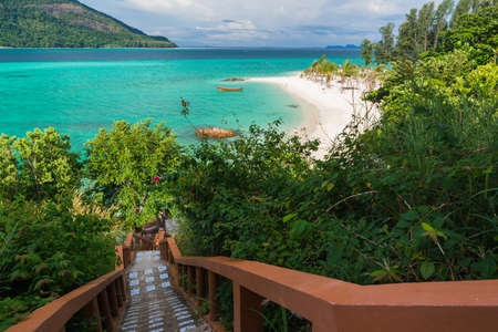 Stairway to sea on Koh Lipe islandの写真素材