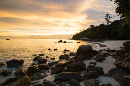 Silhouette sunset sky at pattaya beach in Koh Lipe Islandの写真素材
