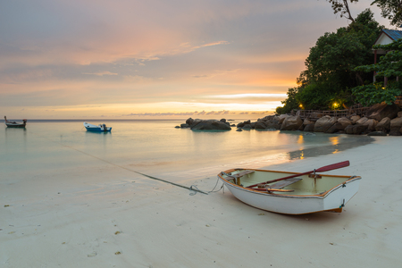 Sunset sky at Pattaya beach in Koh Lipe Islandの写真素材