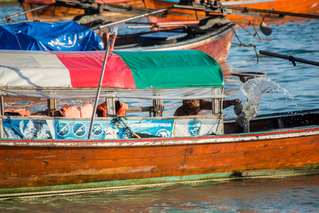 Koh Lipe,Thailand - November 29,2014 :  Unidentified villager prepare boat for launch tourist around Lipe islandのeditorial素材