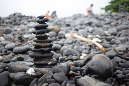 Rock stacked on HIN NGAM Island, TARUTAO National Park, Thailandの写真素材