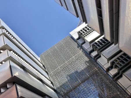 Masdar City, Abu Dhabi, UAE - April, 2019. The city is designed in sustainable and smart way that protects the buildings from the direct sun rays. Buildings are equipped with solar panels on the roofsのeditorial素材