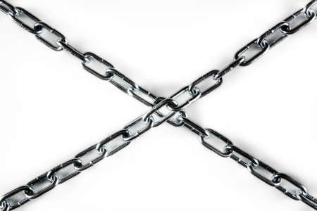 A steel chain crossed on a white background isolated