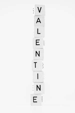 The word valentine made of stacked cubesの写真素材