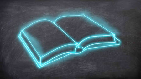 Blue neon book signの写真素材
