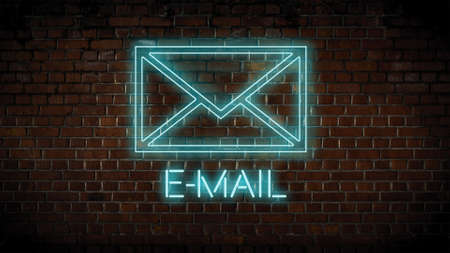 E-mail neon sign on a wall