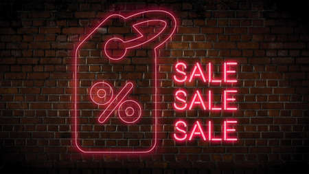 Sale symbol neon signの写真素材