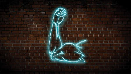 Ripped arm neon signの写真素材