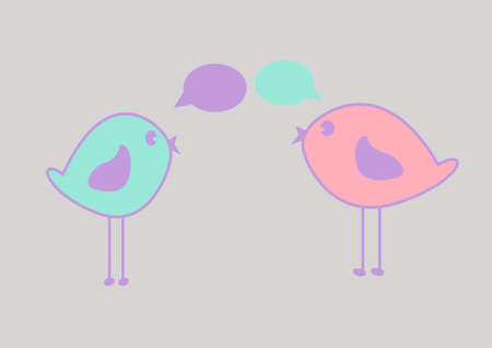 Beautiful pink birdsのイラスト素材