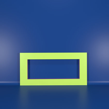 Abstract blue room with green frame. 3d render, 3d illustration