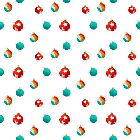 Watercolor seamless pattern with new year balls.
