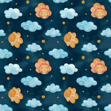 Watercolor pattern on the astronomical theme of the starry sky.の写真素材